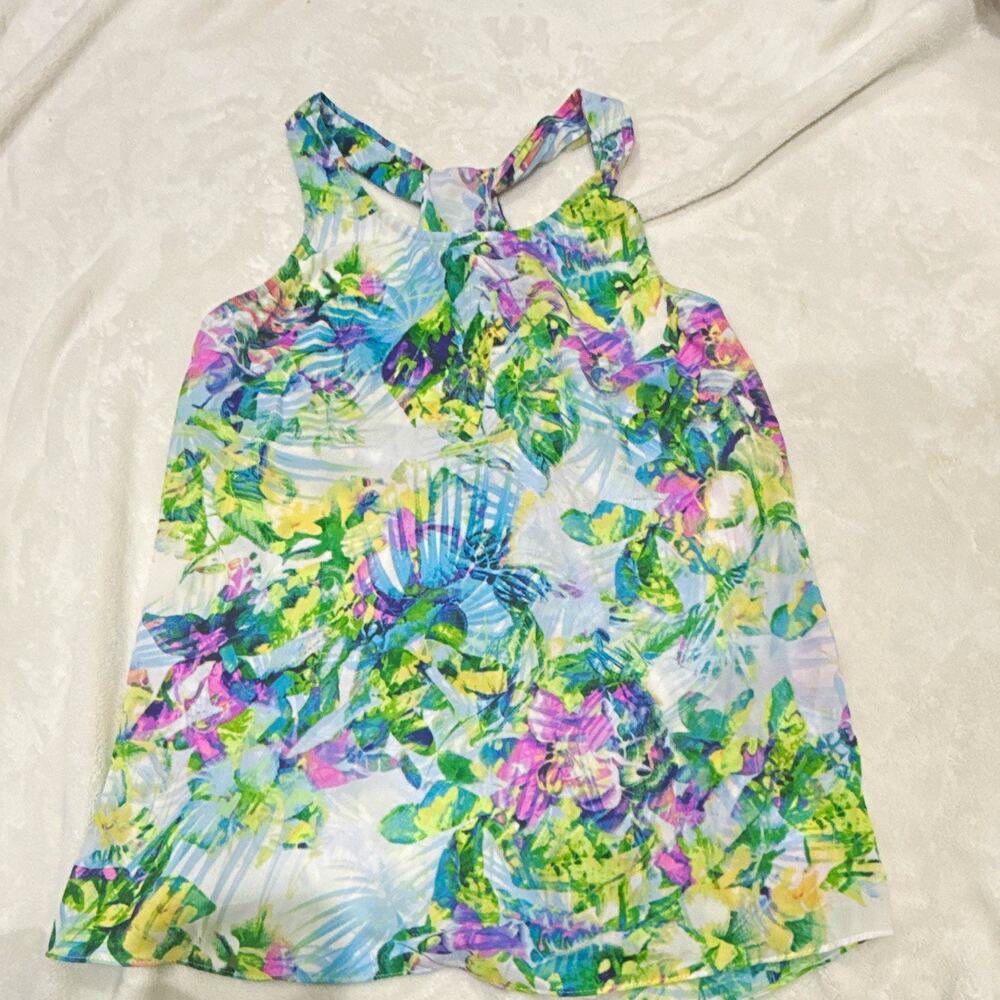 Cynthia Rowley Women’s Multicolor Floral Halter Tie Sleeveless Tank Top M
